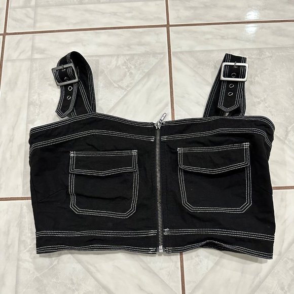 Nicole Miller Y2K Grunge 2 Piece Set Crop Top Size Large and Pants Size Small - Picture 9 of 14